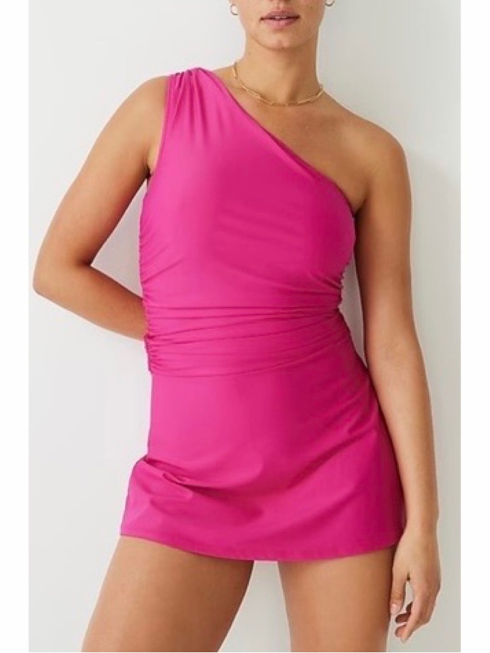 J.CREW Ruched One Shoulder Swim Dress